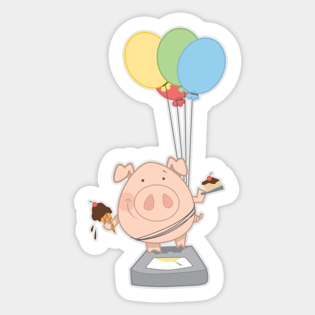 Pig on a diet Sticker by ilaamen